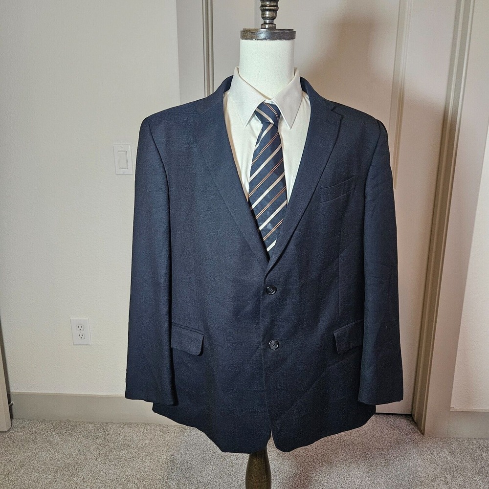 Tommy‎ Hilfiger Suit Blazer Sport Coat Men 48R Wool 2-Button Textured Black